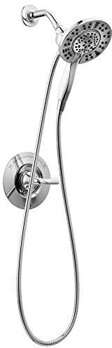 Delta Arvo 14 Series Chrome Shower Faucet Set with In2ition 2-in-1 Dual Shower Head with HandHeld Spray Combo, Valve Trim Kit, Chrome 142840-I (Valve Included)
