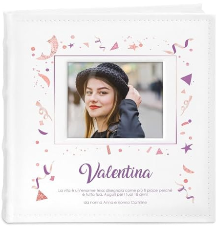 Maverton Album Fotografico, Personalizzazione Stampata | Copertina con Finestra per Foto, 100 pagine, 200 foto 10x15 cm, regalo amica, regali amicizia, Serpentine