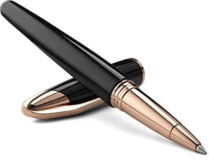 Colibri Equinox Tintenroller - Schwarzer Lack Und Rose Gold-akzenten - Edel Tintenroller - Feder-clip -. Kommt In Einer Schönen Geschenkbox - Geschenk Für Männer Und Frauen