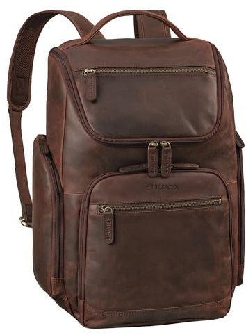 STILORD Reggie XL läderryggsäck män laptop ryggsäck 15–17 tum business ryggsäck stor andningsaktiv läderryggsäck vintage för resor arbete kontor, Zamora – brun, XL