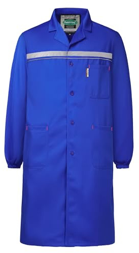 Yukirtiq Laboratory Coat Hi Viz Factory långa lager rockar garage damm labbrockar reflekterande arbete smock ytterrock, Kungsblå, XL