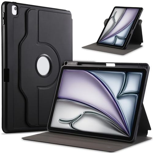 GOZOPO Custodia per iPad Air 11 Pollici (M3/M2, 2025/2024), iPad Air 5/4 10,9 (Modello 2022/2020, 5a/4a Generazione), Rotazione a 360 Gradi Supporto Custodia Auto Svegliati/Sonno - Nero