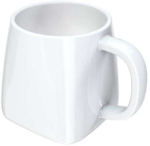 Linkidea Tazza da caffè oversize in ceramica, 680,4 g, extra large, con fondo quadrato, con manico, tazza grande per casa e ufficio, adatta al microonde e alla lavastoviglie, bianca