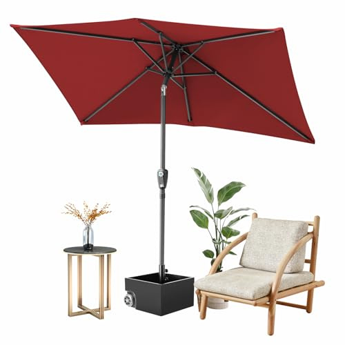 Jiubiaz 200x300cm Sonnenschirm Rot Gartenschirm Terrassenschirm Sonnenschutz Sonnenschirm Rechteckig Kippbar Großschirm für Balkon,Terrasse,Garten