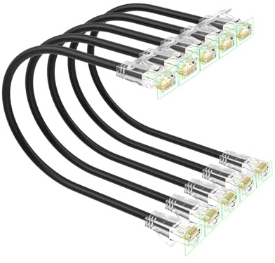 Xcftaud Cat 6 Patch Cables 3 feet (5Pack), Slim Cat6a Ethernet Patch Cable 10Gbps 550Mhz, UTP Pure Copper Patch Cables Cat6, Flexible Thin Cat6a Patch Cable for Network Devices Setup, Black