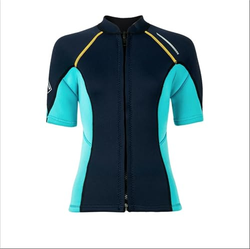 JTKSSCS Neoprenanzug Split Kurzarm Bademode for Frauen Neopren 1,5mm Kurze Hosen Surfen Tauchen Jacke Halten Warme(Blue top,XL)