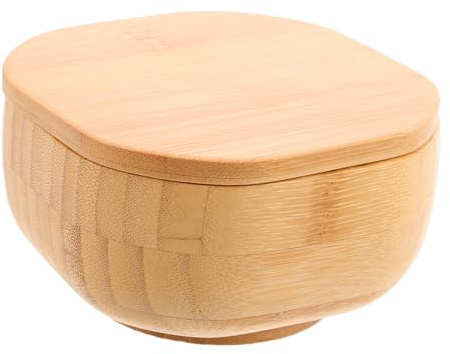 Zerodeko Cuenco De Especias y Sal De Bambú Contenedor De Sal Para Cocina Recipiente Para Condimentos De Cocina Con Tapa Para Encimera Almacenamiento De Pimienta y Especias