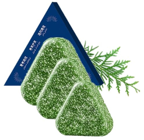 Nature Seven Green Soap, Nature Triangle Shampoo Bar 120g, Pflanzliches Festes Shampoo Mit Usman-KräUtern, Sanfte Reinigung FüR Gesunde Kopfhaut, Fettkontrolle & Schuppenreduktion (B, 360g)