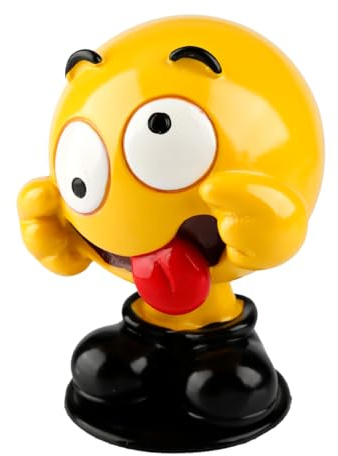 Lotsdonxia Yellow Emoji Bobblehead Figurine, Funny Face Car Dashboard Decor – Plastic Nodding Head Ornaments for Home & Office