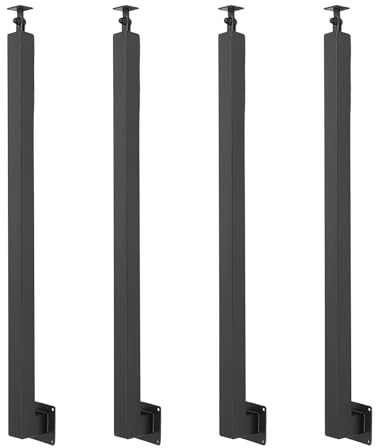 Quadratische Geländerpfosten, 4-teilig Treppengeländer Innen, 90 cm Seitlich Montiert, Verstellbar bis 43°, Stabile Sicherheitsgeländer für Treppe, Balkon, Flur, ohne Querstreben (Schwarz)