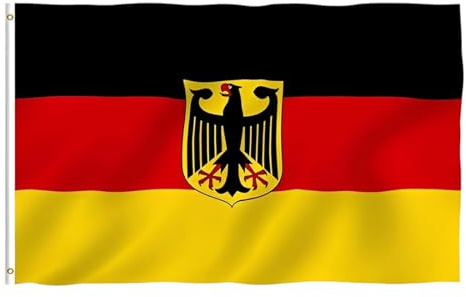 Drapeau allemand avec aigle, 90 x 150 cm, en polyester avec 2 œillets métalliques, résistant aux intempéries et à double couture, idéal pour les fêtes, le sport, les balcons et les jardins