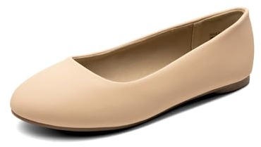 DREAM PAIRS Dam Sul-Simple Ballerina Walking Classic Flats balettskor, Nubuck, 38 EU