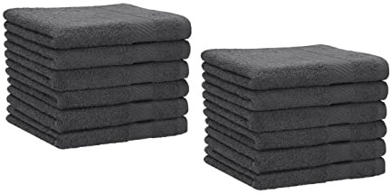 Betz 12 Stück Gästehandtücher Gästehandtuch Palermo 100% Baumwolle Größe 30x50 cm Handtuch Gästetücher Set Farbe anthrazit