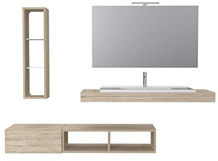 VE.CA - NATURA - Mobile bagno con lavabo - Mobile bagno sospeso - Design moderno - Colore Rovere Vintage - Arredo bagno - Arriva già montato - Made in Italy