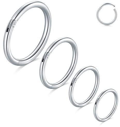 MODRSA 16G 8-14MM Helix Ohr Tragus Septum Nasenpiercing 4 Stück Chirurgenstahl Nasenring