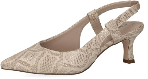 CAPRICE Slingpumps för damer av läder spets, Lt Gold Snake, 38 EU