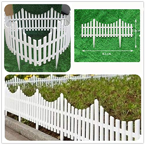 RanDal 12 Décorations De Bordure En Bordure De Bordure De Gazon En Plastique Flexible Blanc De Barrière De Jardin En Grillage