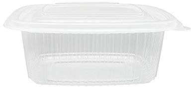 TELEVASO - Lot de 50 récipients alimentaires/boîtes avec couvercle à charnière ovale - Capacité 500 ml - Polypropylène translucide (PP) - Récipients jetables avec couvercle, adaptés au micro-ondes
