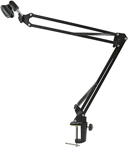 VOSAREA Radiodiffusion durable Studio Microphone Mic Suspension ciseaux bras perche (Noir)