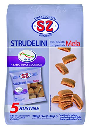 Sz - Senza Zucchero Biscotti Strudelini Mela - 200 G