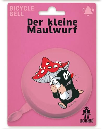 Logoshirt®Der kleine Maulwurf Fliegenpilz Fahrradklingel Groß Ø 80 mm I Motiv Klingel Fahrrad Retro I aus massivem Stahl I Lizenziertes Originaldesign