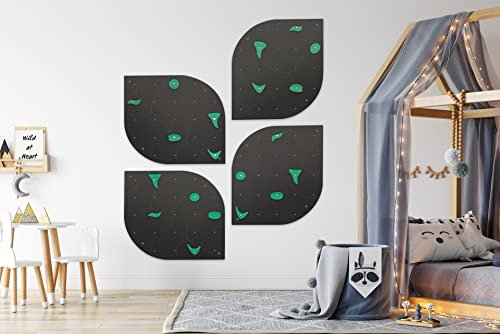 Violove KLETTERWAND VIO Blatt, Kletterwand für Kinder, Indoor-Klettern, Kinderzimmer, 4X Platte (SCHWARZ)