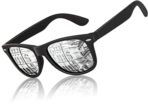 LINVO Polariserade solglasögon, unisex, klassiska körglasögon med UV-skydd, retro 80-talsdesign, M