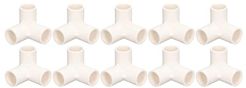 10PCS 25mm PVC Pipe Fittings 3-Way Tee Elbow Connector for Greenhouse Furniture DIY Frame White