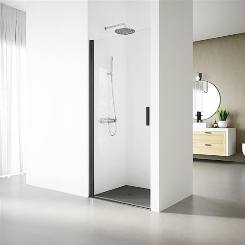 Mampara de Ducha Abatible SERIE 200 - Medida Adaptable de 67-71x195 cm - Vidrio Templado, Antical, Transparente de 1 Hoja de 6 mm - Panel de Ducha con Perfil de color Negro - REALSHOWER