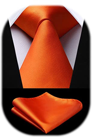 HISDERN 3.3 Naranja corbata y pañuelo de bolsillo de la fiesta de boda de negocios formal corbata de seda para los hombres - Múltiples colores