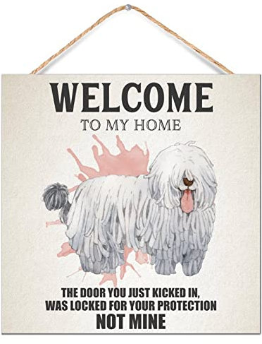 CustonCares Dog Home Schild Welcome to My Home Porch Fall Decor Dog Dad Geschenk für Männer Willkommensschild für Haustür Retro Eingang Tür Hochzeit Geschenke 30,5 x 30,5 cm