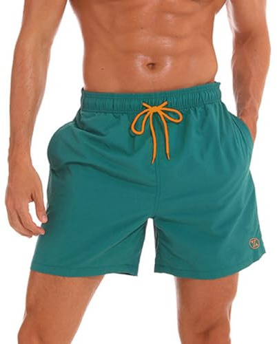 ZOXOZ Herr Badshorts Klassiska Surfbyxor, Bekväma Badbyxor med Ventilerande Nätfoder och Elastisk Midja för Strand, Pool och Vattenaktiviteter Gräsgrön 3XL
