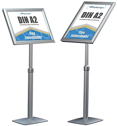 DisplayLager - Infoständer, Höhenverstellbar, Sehr Robustes Design. Für Quer/Hochformat Einsatz (A2)