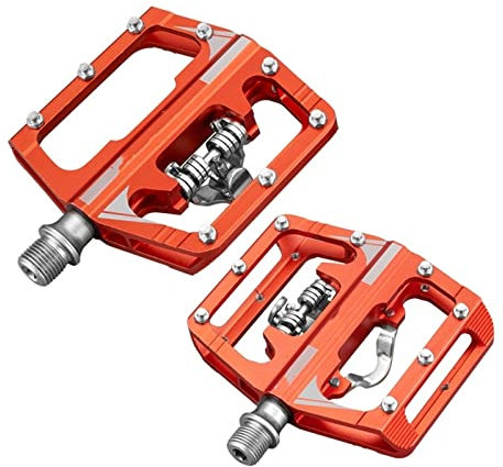 MACIMO Mtb Pedals For Bicycle Clip Automatic Pedals Platform Mountain Bike Mixed Footrest Double Function Power Meter Pedalen (Color : Orange)