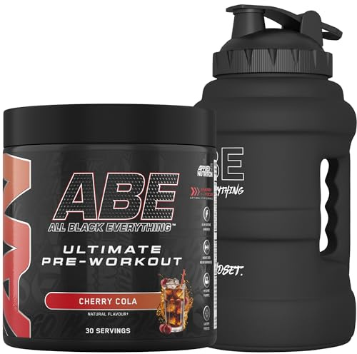 Applied Nutrition Bundle ABE Pre Workout 375g + JUG 2.5 LT Matt Black | All Black Everything Pre Workout Powder, Energy & Physical Performance with Creatine, Beta Alanine (Cherry Cola)