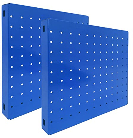 PROREGAL 2x Memoboard aus Stahl gelocht | HxBxT 30x30x3,5cm | Blau | Lochblech Wandtafel Trägersystem Magnettafel Lochblech