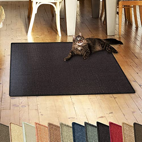 KARAT Sisal Fußmatte Teppich Vorleger Kratzteppich Katzenmöbel Kratzmatte Sisalmatte, widerstandsfähig & in vielen Farben und Größen erhältlich (50 x 100 cm, Schwarz)