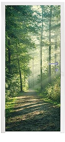 MuchoWow© Türtapete Selbstklebend Türposter Garten Tür Tapeten Wald