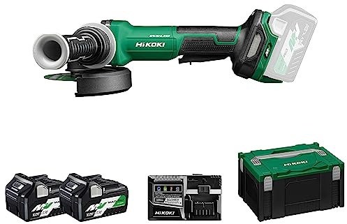 HIKOKI Akku Winkelschleifer G3613DVF, Schleifscheiben Ø: 125 mm (36V, 2,5 Ah Li-ion, Leerlaufdrehzahl: 3200-10000 min-1/ mit (AT Modus), Antriebsspindel: M14, Brushless) Zubehör im HSCIII Koffer.