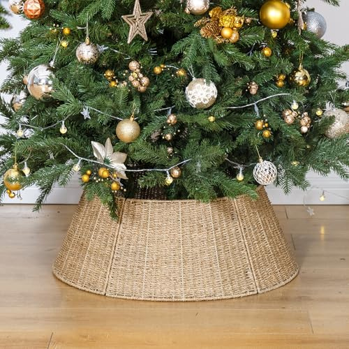 StorageWorks Farmhouse Weihnachtsbaum Kragen, handgefertigter Weihnachtsbaum Rock aus Seegras, haltbare Weihnachtsbaumständerhülle, Weihnachtsbaumständer，Abdeckung für Christbaumständer Korb, Ø 66 cm