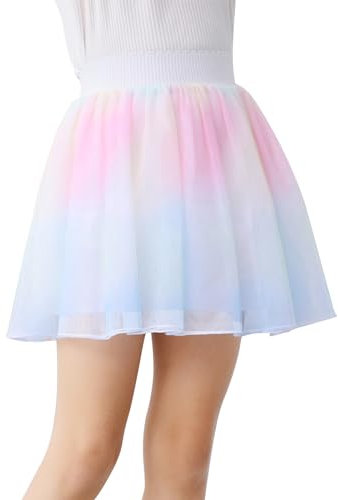boruizhen Mädchen Röcke Tüllrock Kinder Stickmuster Tütü Rock Prinzessin Minirock für Freizeit und Party 2-6 Jahre Regenbogen