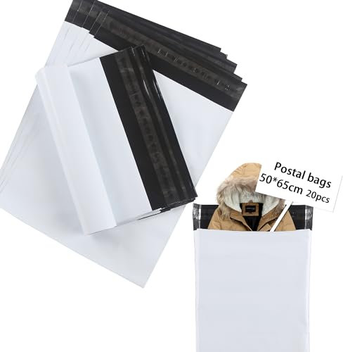 huruirui 50x65cm/20Stück Groß Versandtaschen Plastik Versandbeutel Blickdicht Selbstklebend Versandtaschen Warensendung Versandtüten für Kleidung Logistikverpackungen Transport Schuhbeutel