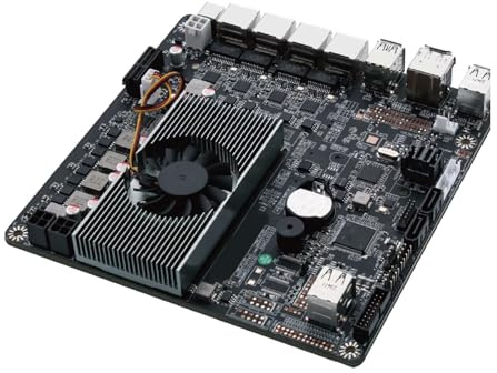 Glovary NAS Mainboard Quad Core N100, Mini PC ITX Motherboard, 4 x i226V 2.5GbE LAN, DC 19V NAS Board, DDR5 32GB RAM 1TB NVMe SSD, 2 x SATA3.0 6Gbps, 1 x SFF-8643