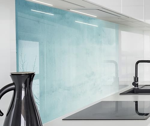 timalo Spritzschutz Wand für Herd, Küche Küchenrückwand Glasoptik | Acryl Glas 2mm | Glasrückwand Acrylglas Wandpaneele Küchenspiegel | 160x50cm Beton Blaugrün