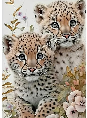 DPIDEA Diamond Painting Leopard, Diamant Painting Bilder für Erwachsene 5D Diamond Painting Bilder, Runde Steine Diamant Painting für Zuhause Dekor 30x40 cm