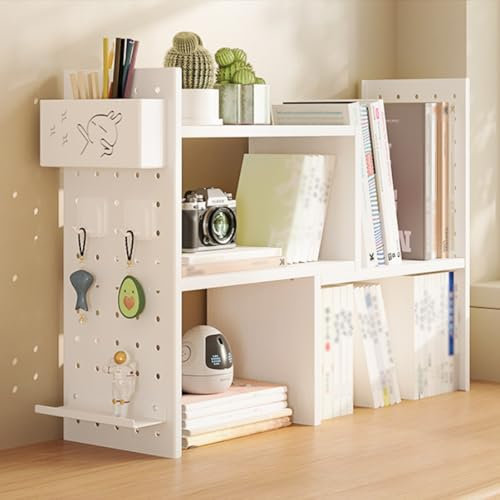 Bücherregal for den Schreibtisch, Schreibtischregal for die Oberseite des Schreibtischs, Schreibtisch-Organizer mit Regalen, ausziehbares Holzregal, Bücherregal, Schreibtisch-Organizer und Aufbewahrun