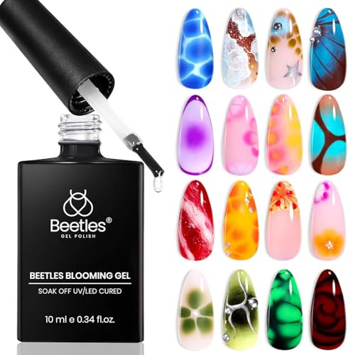 Beetles Blooming Gel 10ml Blooming Gel-Nagellack transparent UV-LED | Blüte zum Verteilen Marmor-Naturstein, Aquarell-Blumendruck Soak-Off DIY-Nagelkunst-Design Maniküre Geschenk für Frauen