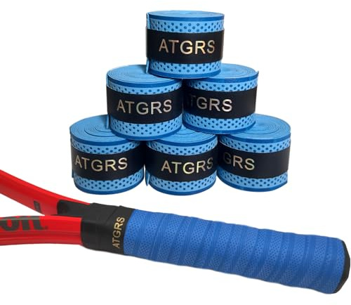Tennis-Griffband, saugfähig, rutschfest, für Tennis, Badminton, Pickleball, Schläger, Griff-Overgrips und Overwraps, geprägte Oberfläche (Schlägergriff, 6 blau)