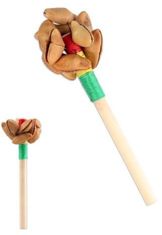 GOGHOST Kleiner afrikanischer natürlicher Maracas Shaker 15 x 5 cm Cacho Seed Pod Rassel handgefertigte Percussion Geschenke peruanisches Musikinstrument - Naturgeräusche für Meditation, ASMR