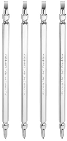 sourcing map 4pcs Magnetic Double Ended Screwdriver Bit 4mm PH2/SL6 6/150mm 1/4 Hex Shank CR-V Steel Phillips Cross Slotted Flat Screw Driver Bit for Power Screwdriver Impact Drill Tool